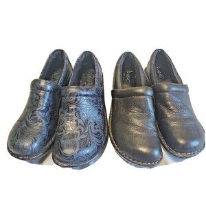 Boc Sz 7.5 Profesional Clog Peggy Paisley Embossed Slip On Shoe Blue Black